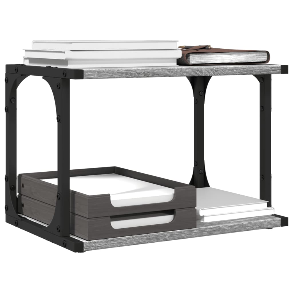 vidaXL Printer Stand 2-Tier Grey Sonoma 41x28x33.5 cm Engineered Wood
