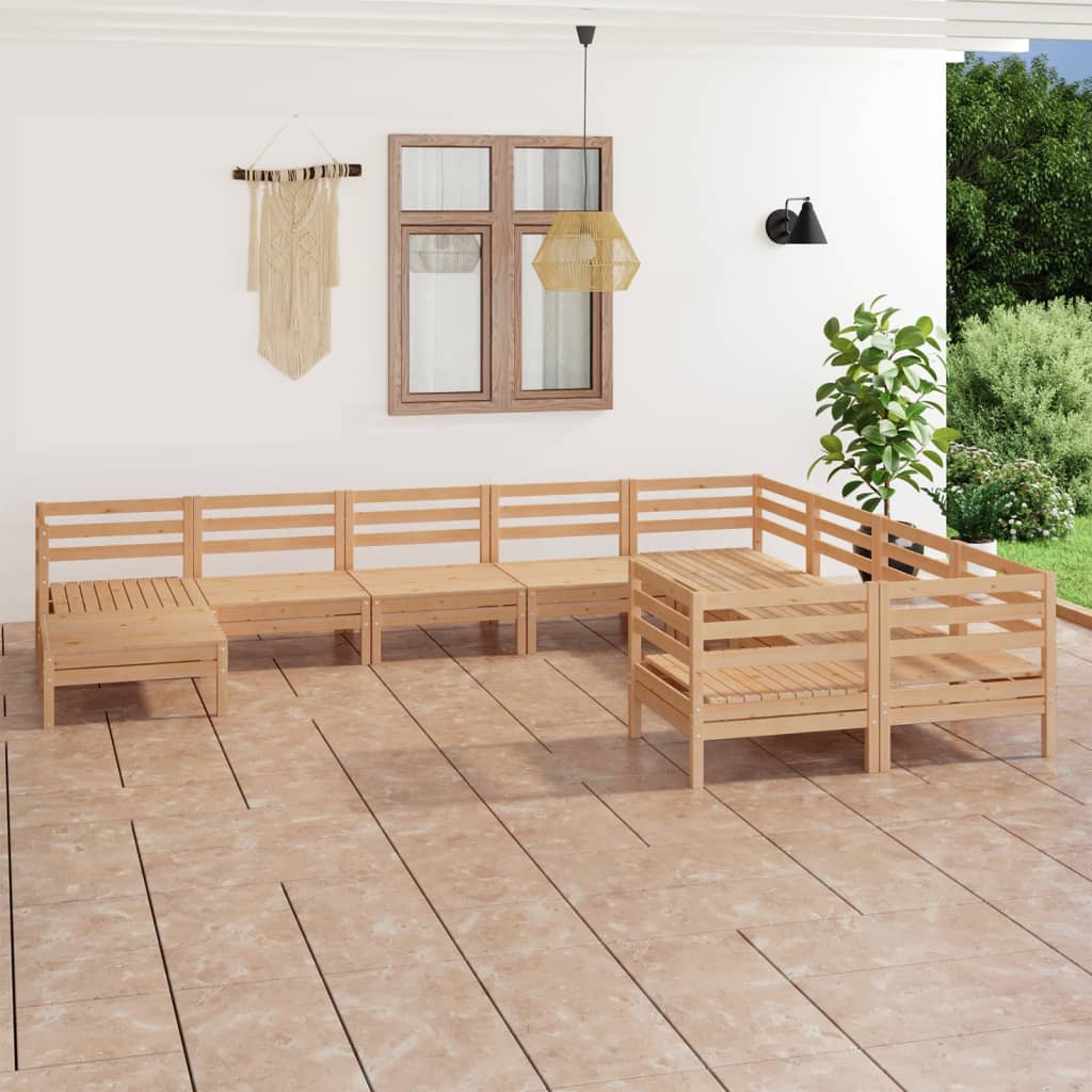 vidaXL 10 Piece Garden Lounge Set Solid Pinewood