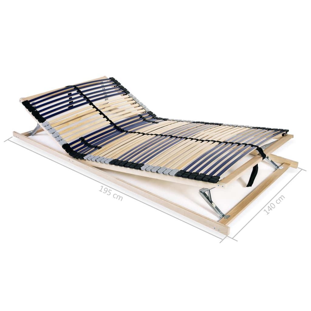 vidaXL Slatted Bed Base with 42 Slats 7 Zones 140x200 cm