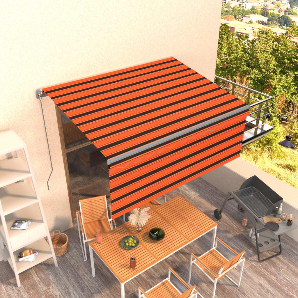 vidaXL Manual Retractable Awning with Blind 3x2.5m Orange&Brown