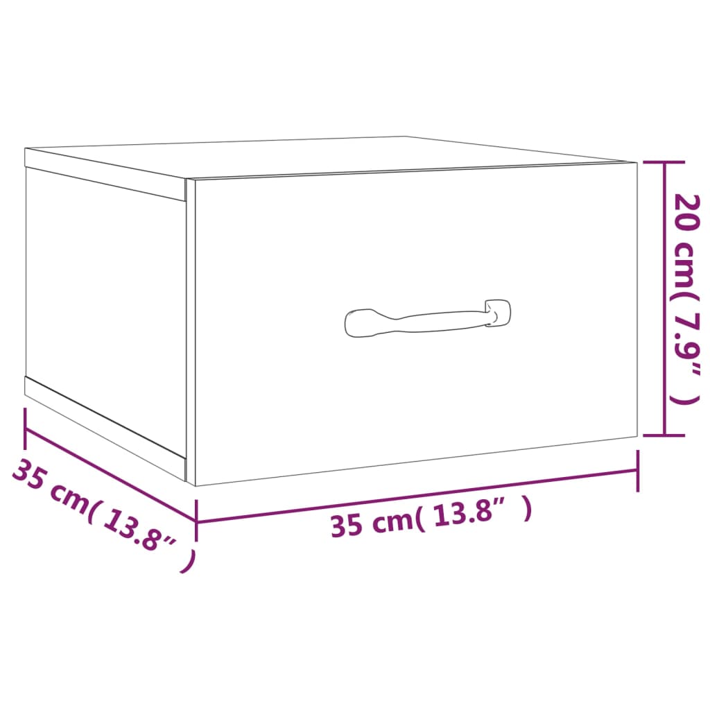 vidaXL Wall-mounted Bedside Cabinet Sonoma Oak 35x35x20 cm