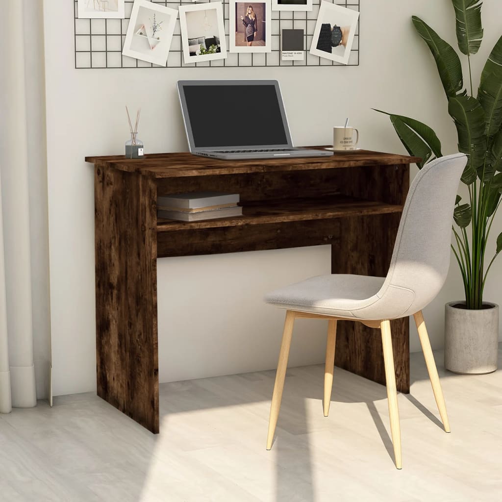 vidaXL Desk Smoked Oak 90x50x74 cm Engineered Wood