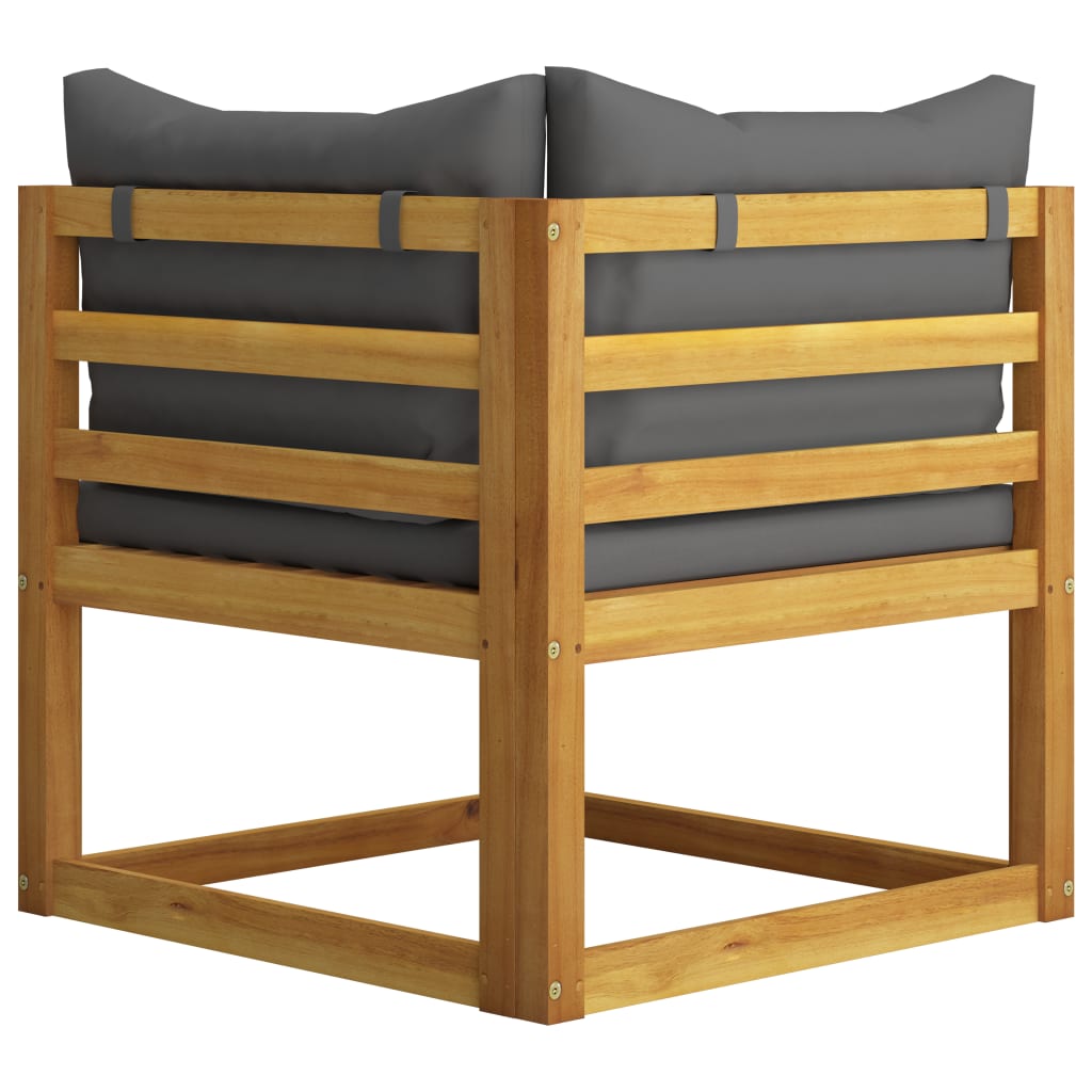 vidaXL 2 Piece Sofa Set with Dark Grey Cushions Solid Wood Acacia