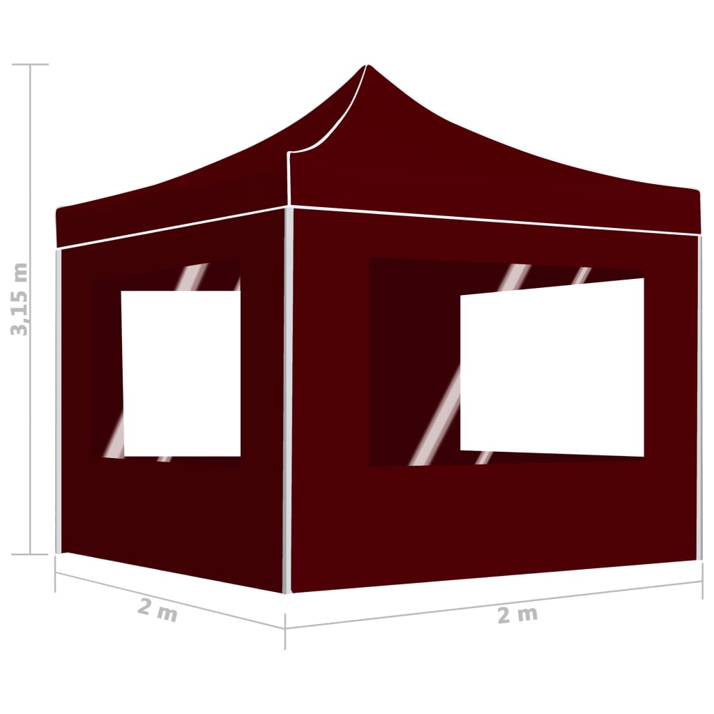 vidaXL Professional Folding Party Tent with Walls Aluminium 2x2 m Bordeaux