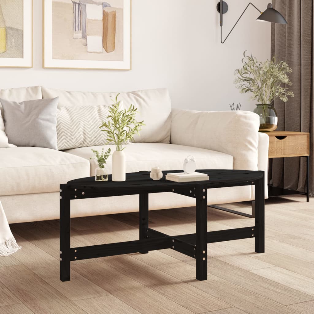 vidaXL Coffee Table Black 118x63x45 cm Solid Wood Pine