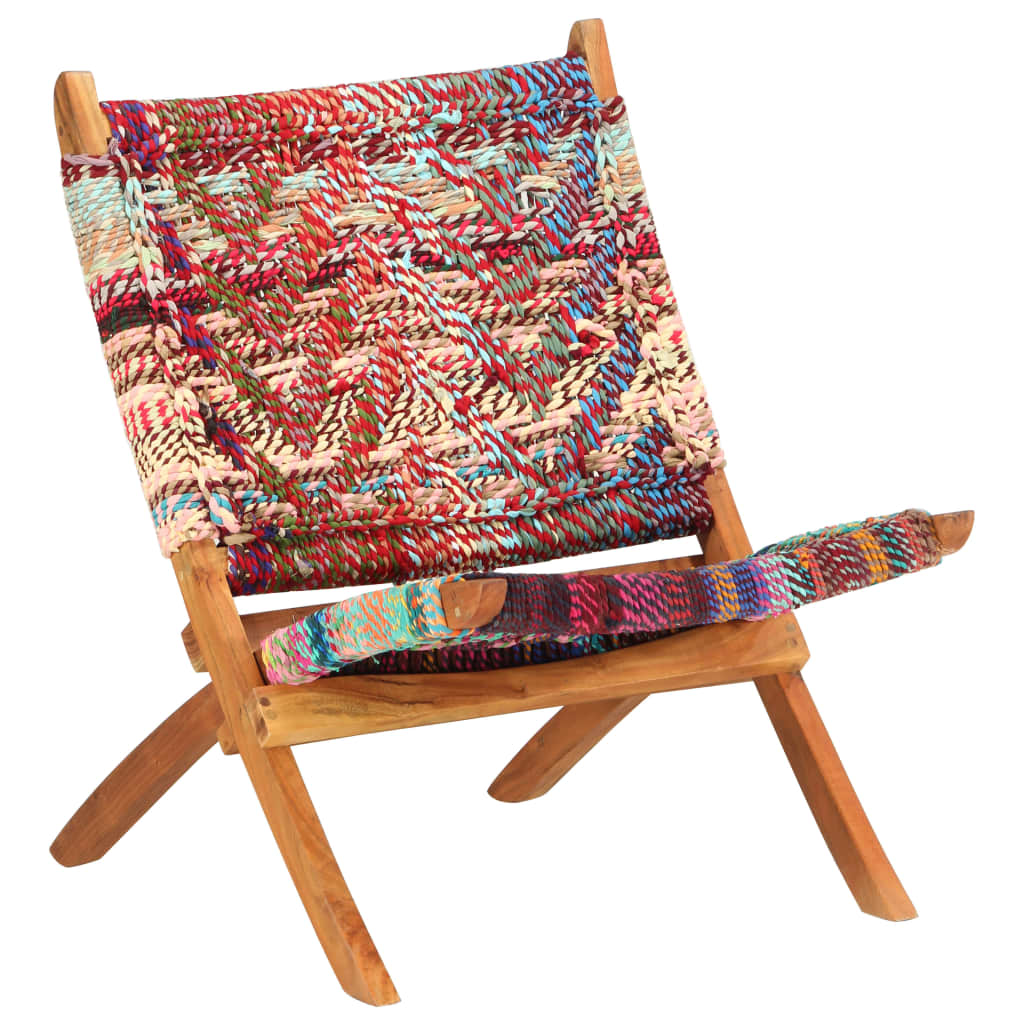 vidaXL Folding Chindi Chair Multicolours Fabric