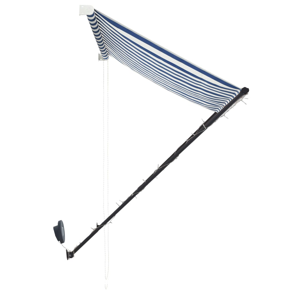 vidaXL Retractable Awning with LED 150x150 cm Blue and White