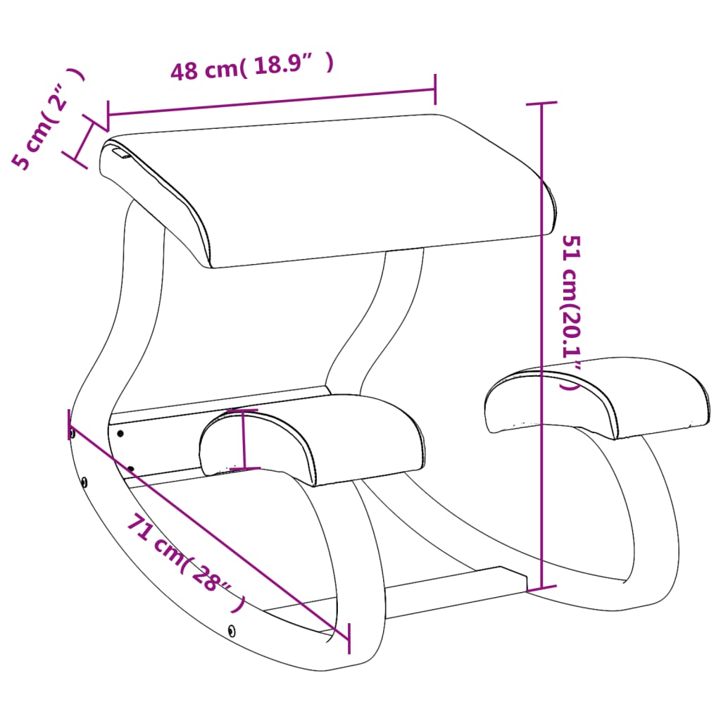 vidaXL Kneeling Chair Cream 48x71x51 cm Birch Plywood