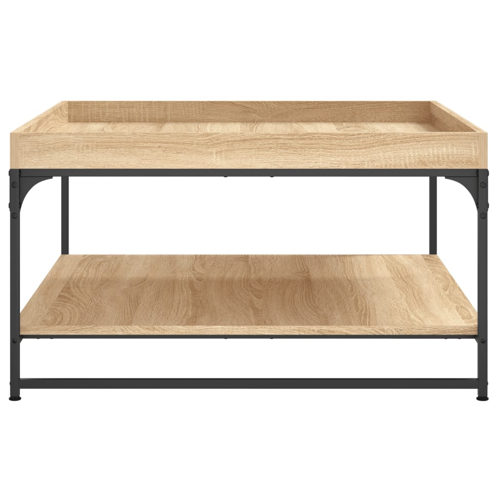 vidaXL Coffee Table Sonoma Oak 80x80x45 cm Engineered Wood and Iron
