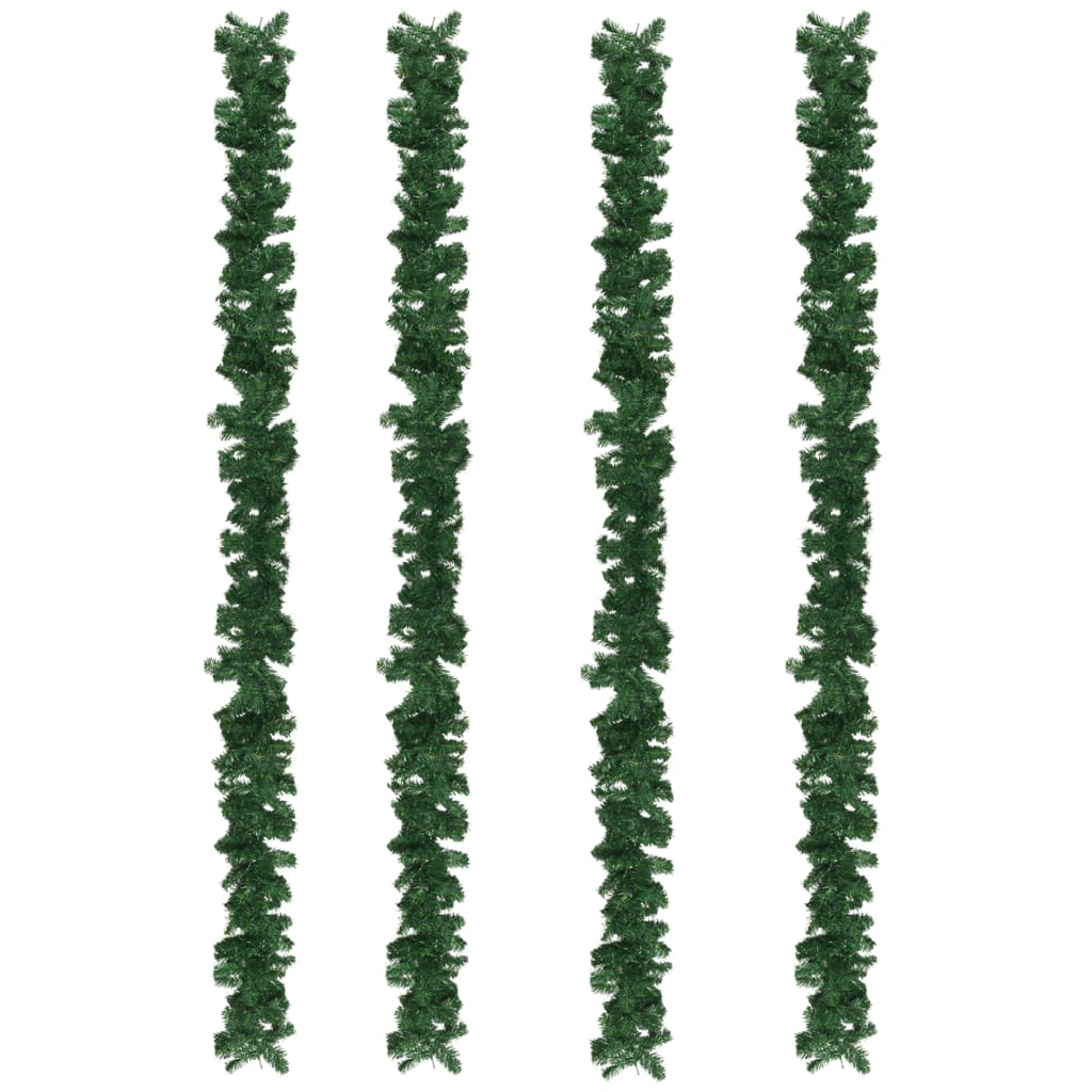 vidaXL Christmas Garlands 4 pcs Green 270 cm PVC