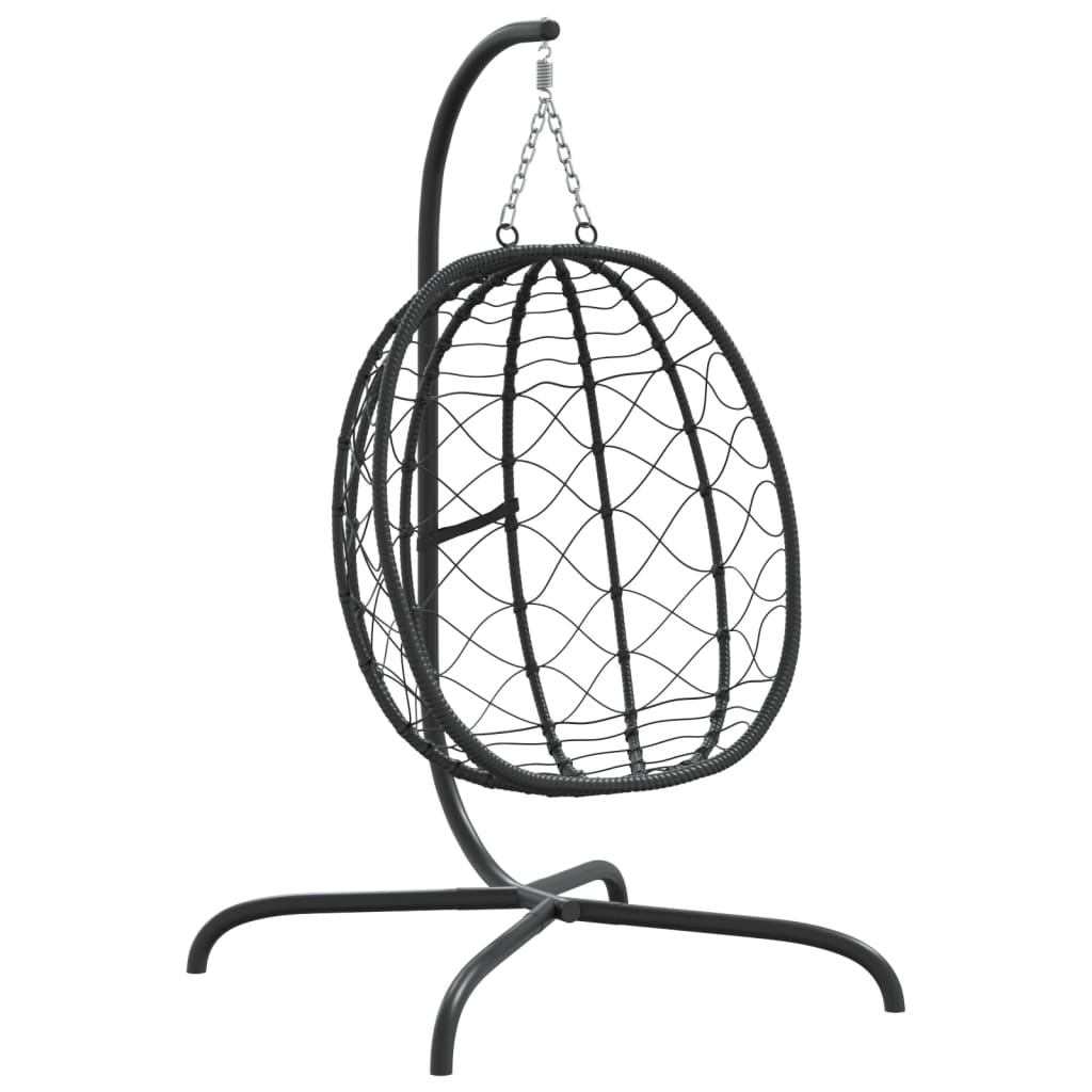 vidaXL Hanging Egg Chair with Cushion Taupe Poly Rattan&Steel