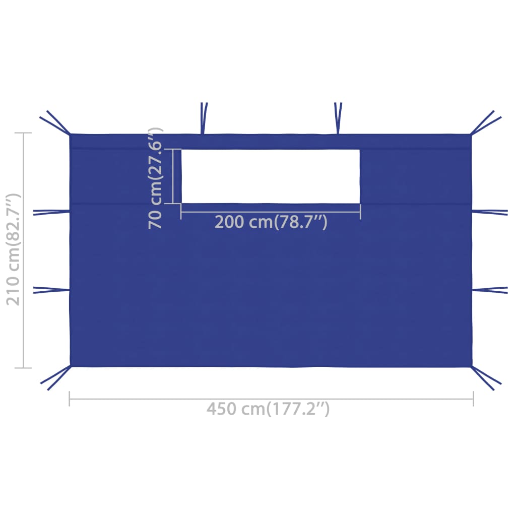 vidaXL Gazebo Sidewalls with Windows 2 pcs 4.5x2.1 m Blue 70 g/m²
