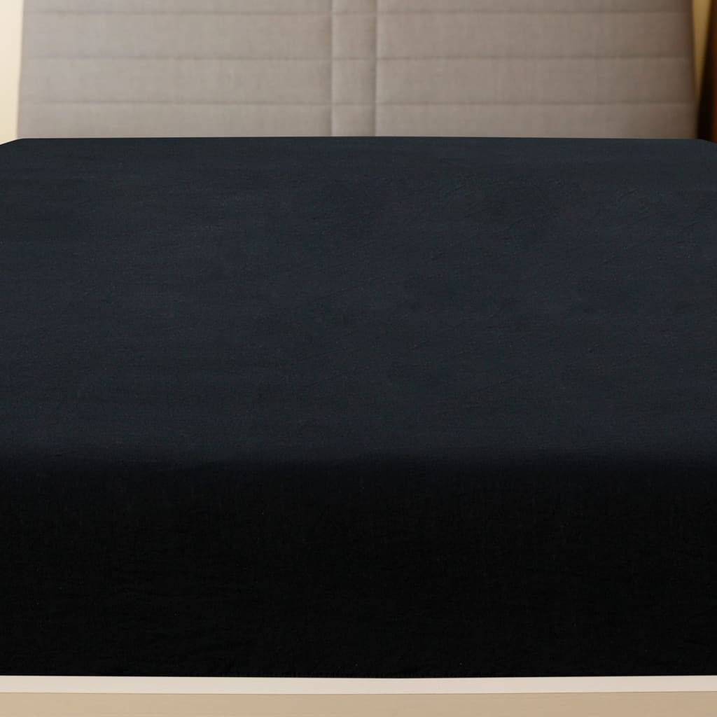 vidaXL Jersey Fitted Sheet Black 90x200 cm Cotton