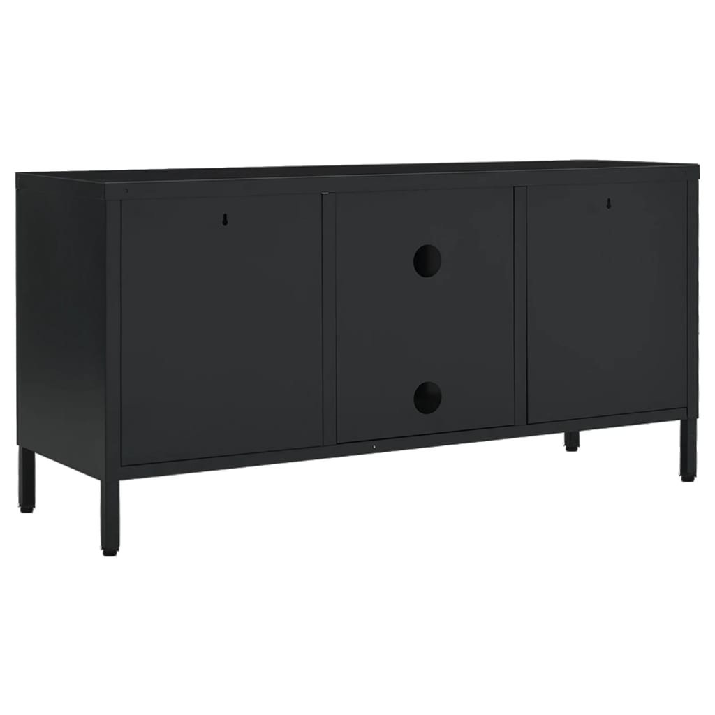 vidaXL TV Cabinet Black 105x35x52 cm Steel and Glass