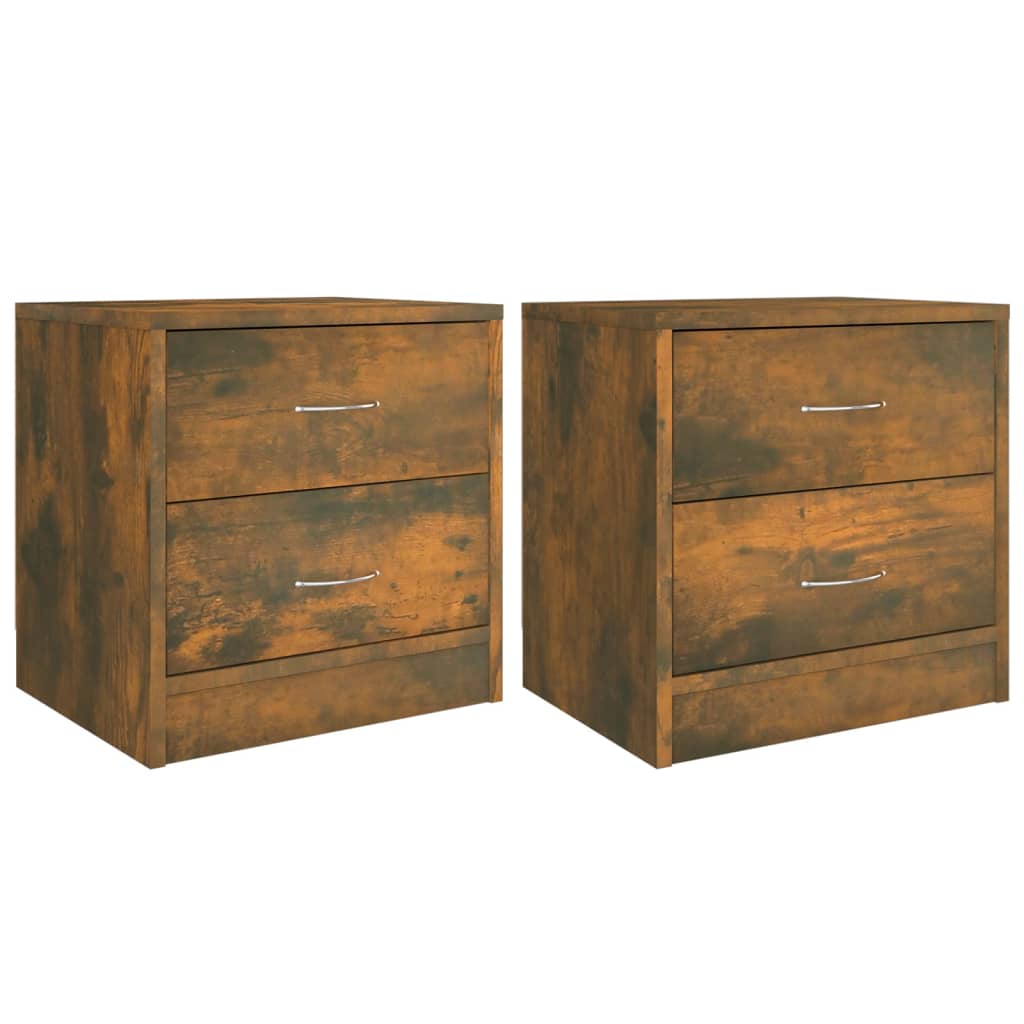 vidaXL Bedside Cabinets 2 pcs Smoked Oak 40x30x40 cm Engineered Wood