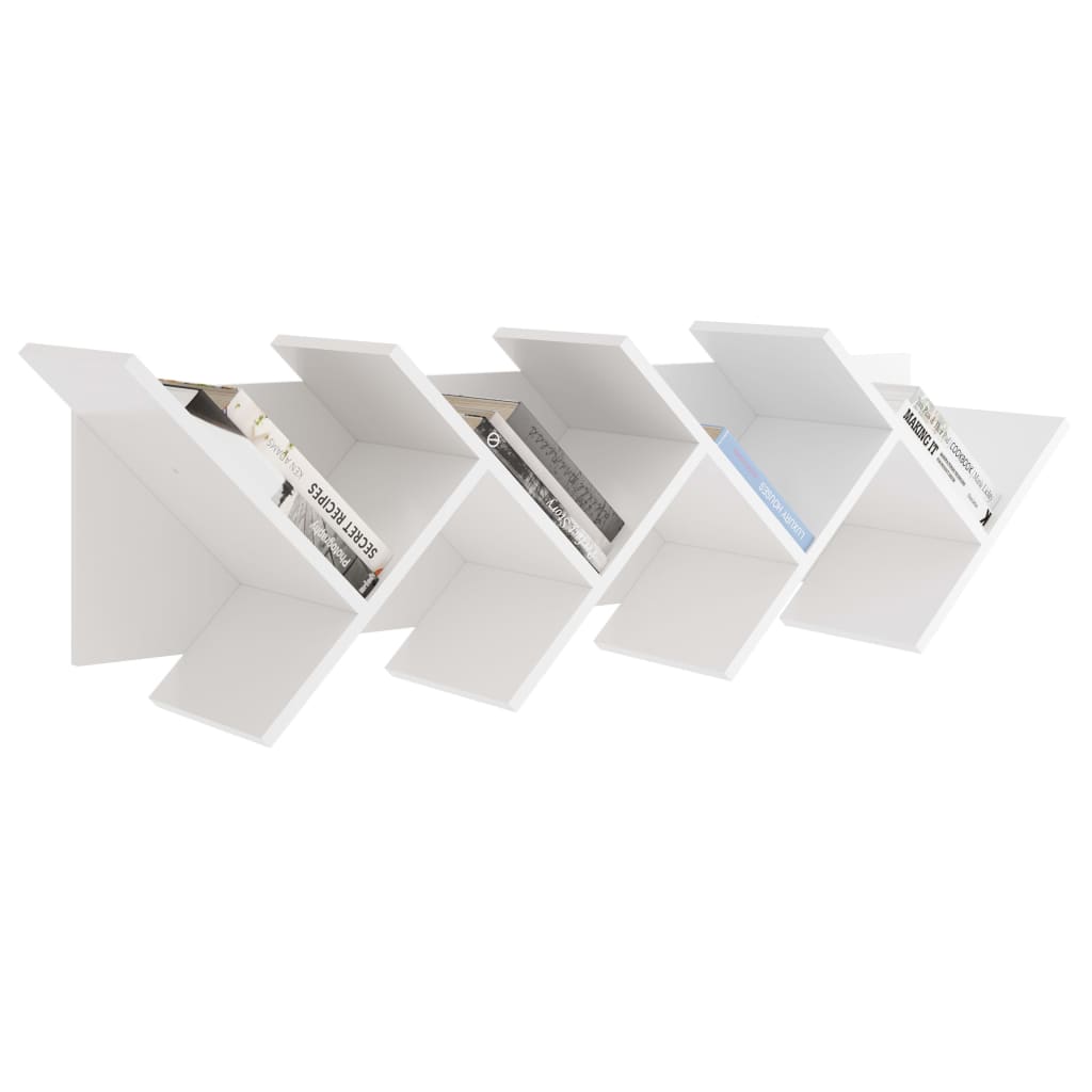 FMD Hanging Geometric Bookshelf White