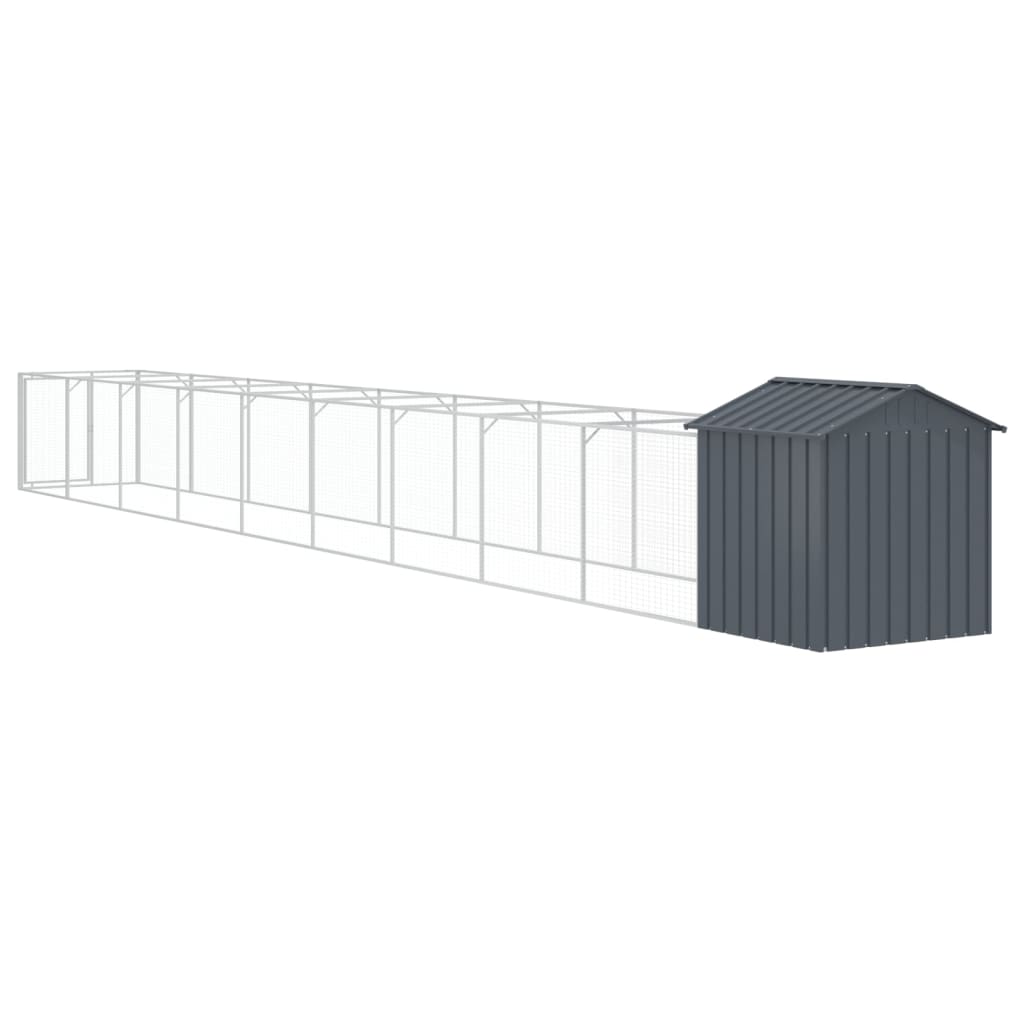 vidaXL Dog House with Roof Anthracite 117x1017x123 cm Galvanised Steel