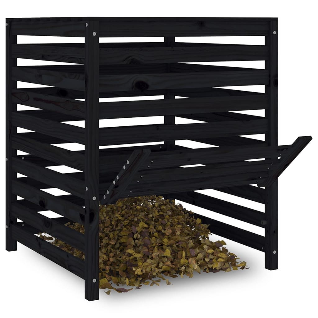 vidaXL Composter Black 82.5x82.5x99.5 cm Solid Wood Pine