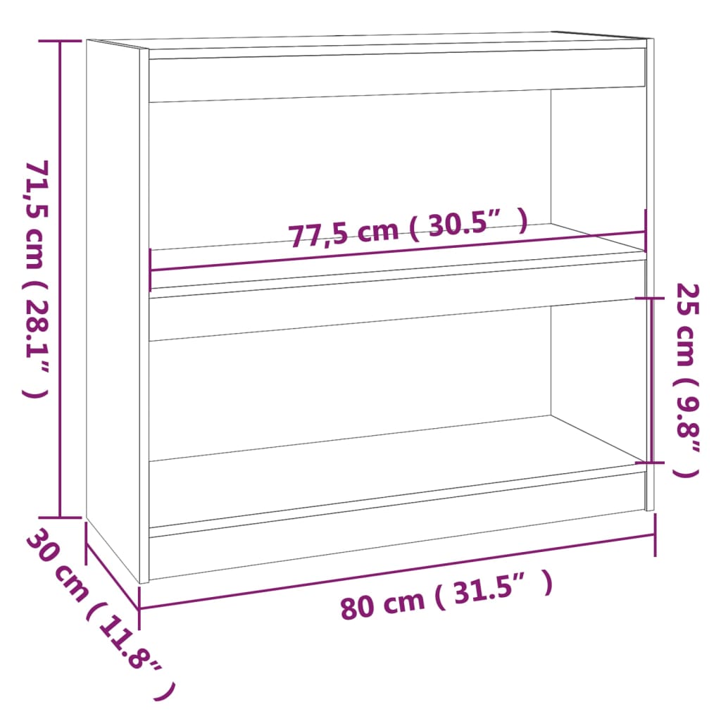 vidaXL Book Cabinet/Room Divider White 80x30x71.5 cm Solid Wood Pine