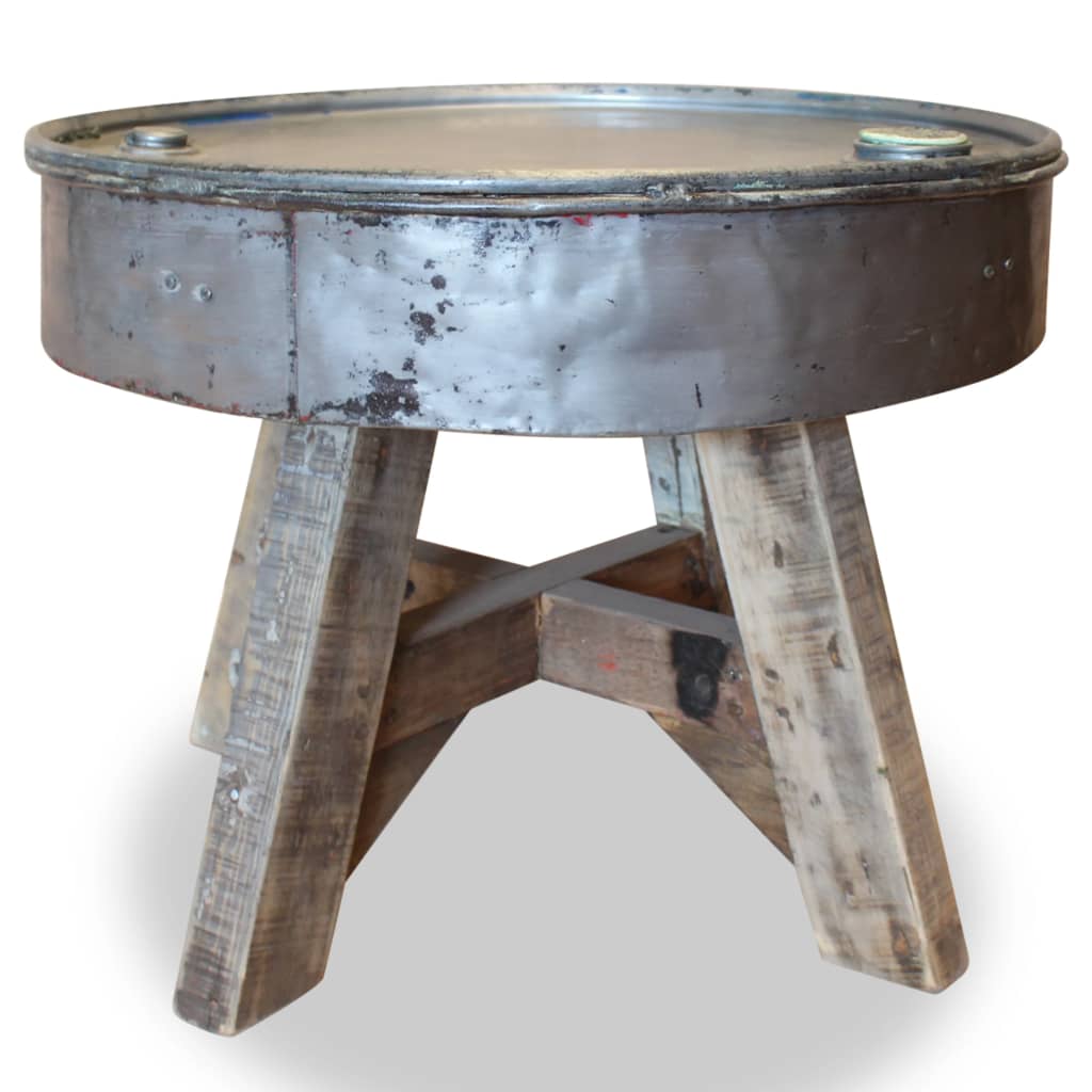 vidaXL Coffee Table Solid Reclaimed Wood 60x45 cm Silver