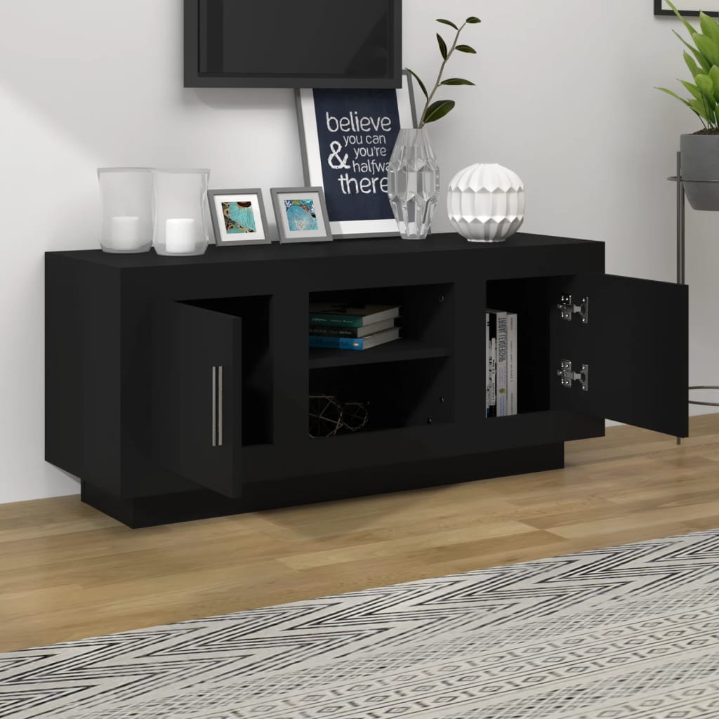 vidaXL TV Cabinet Black 102x35x45 cm Engineered Wood