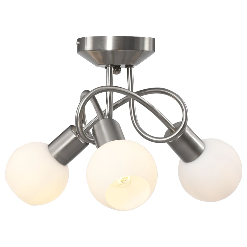 vidaXL Ceiling Lamp with Ceramic Shades for 3 E14 Bulbs White Bowl