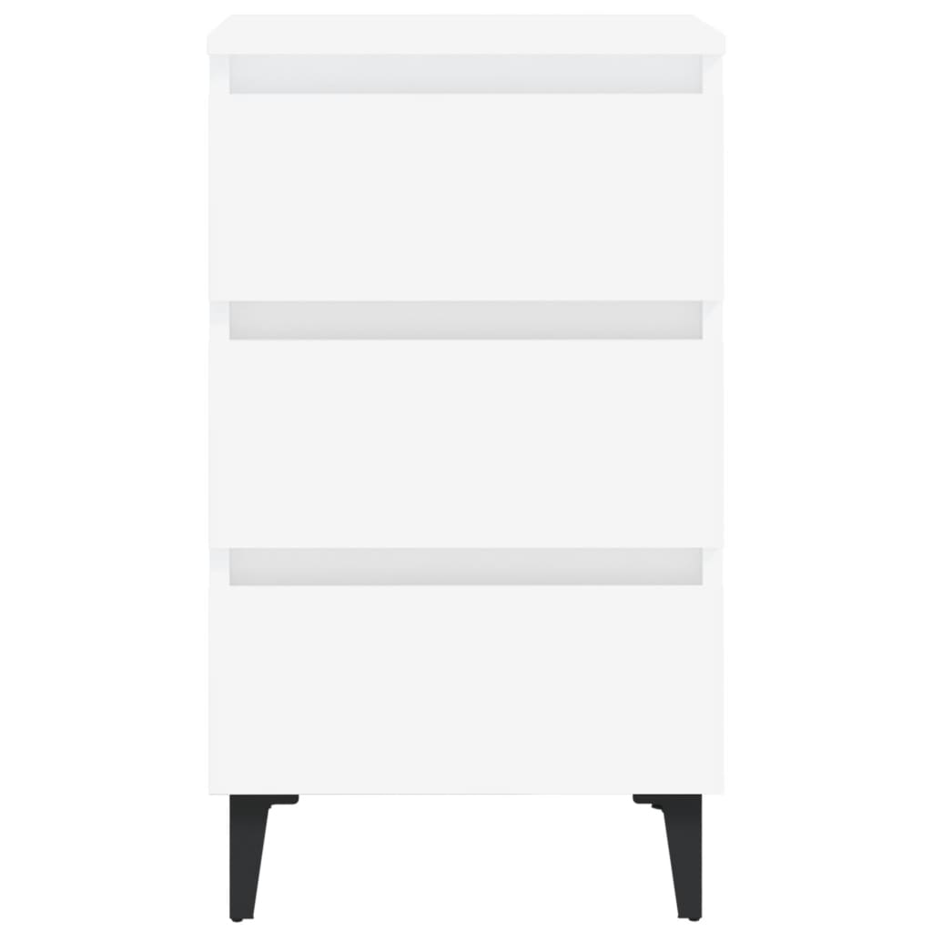 vidaXL Bed Cabinet with Metal Legs White 40x35x69 cm