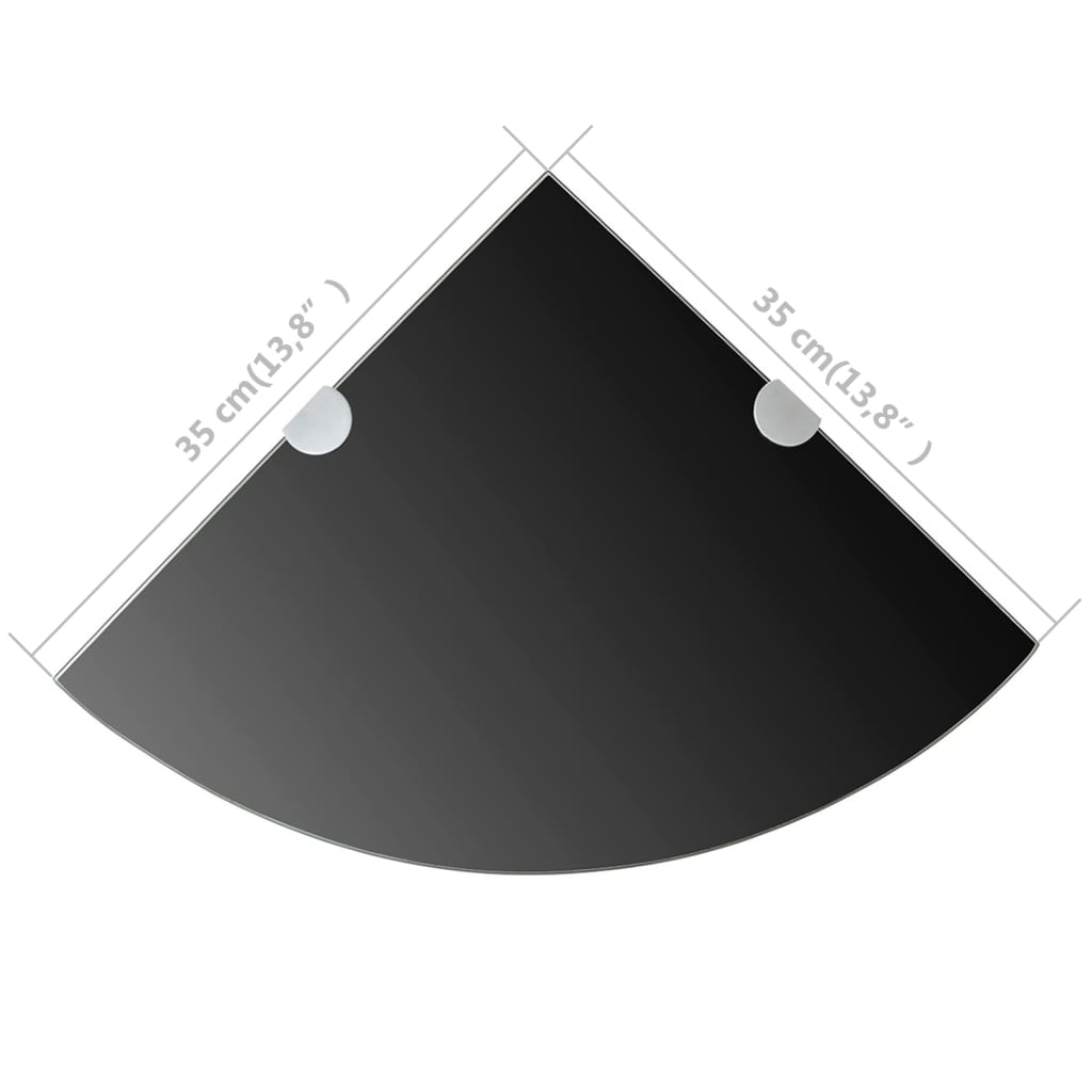 vidaXL Corner Shelf with Chrome Supports Glass Black 35x35 cm
