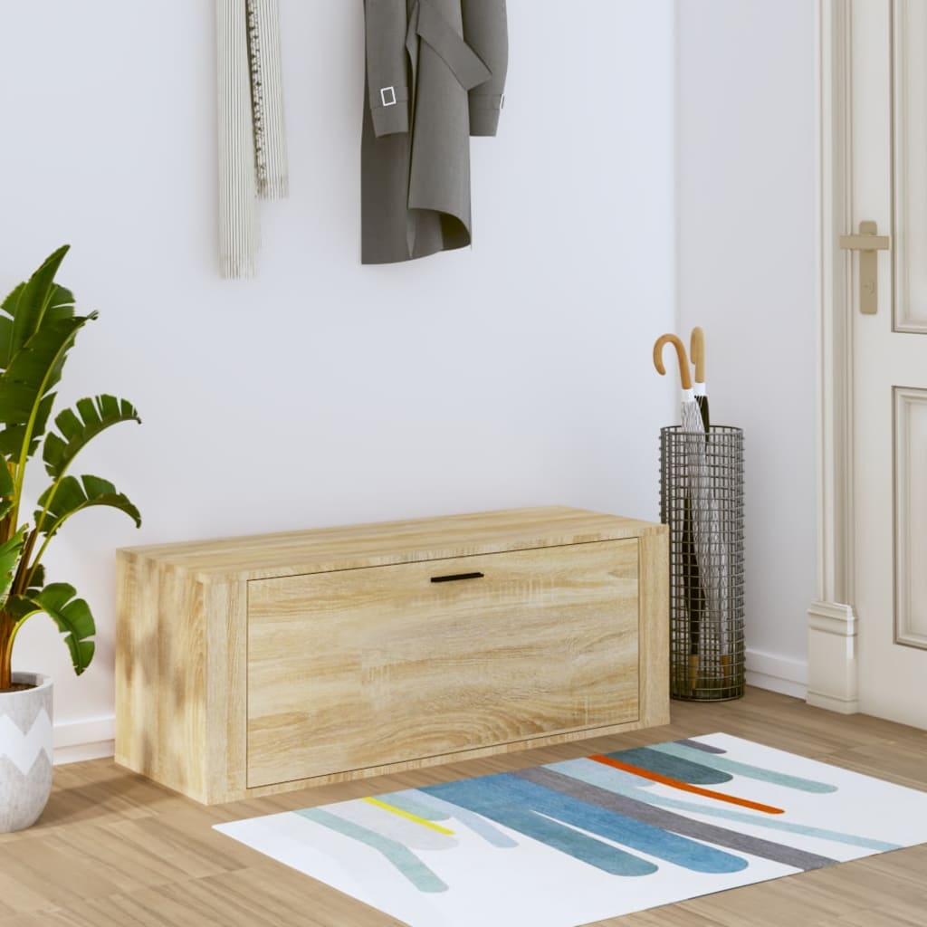 vidaXL Wall Shoe Cabinet Sonoma Oak 100x35x38 cm Engineered Wood