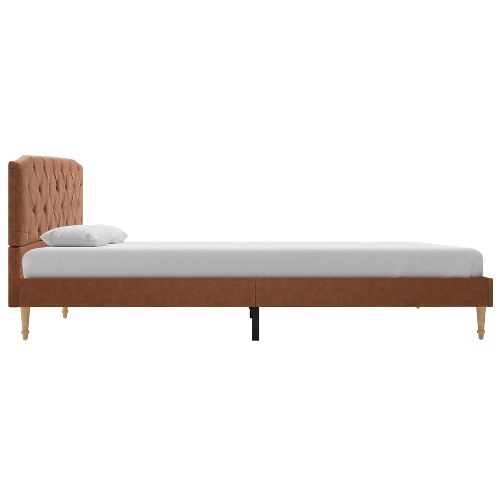 vidaXL Bed Frame Brown Fabric 135x190 cm Double