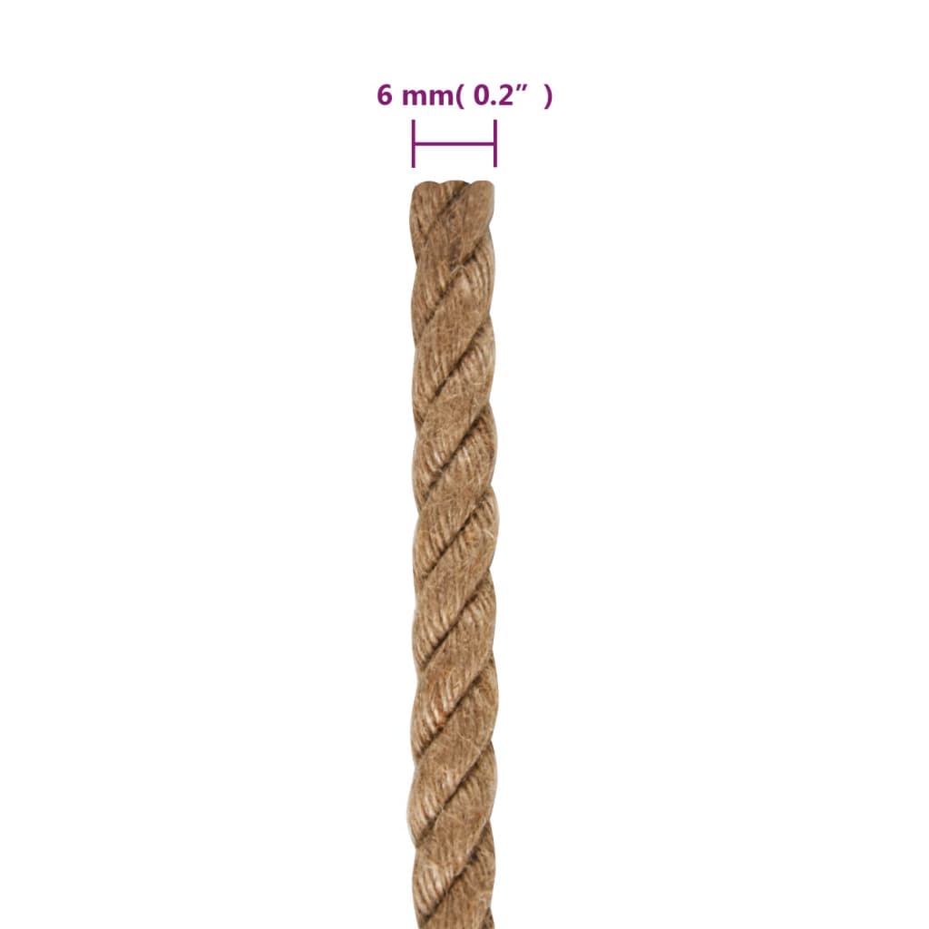 vidaXL Jute Rope 50 m Long 6 mm Thick