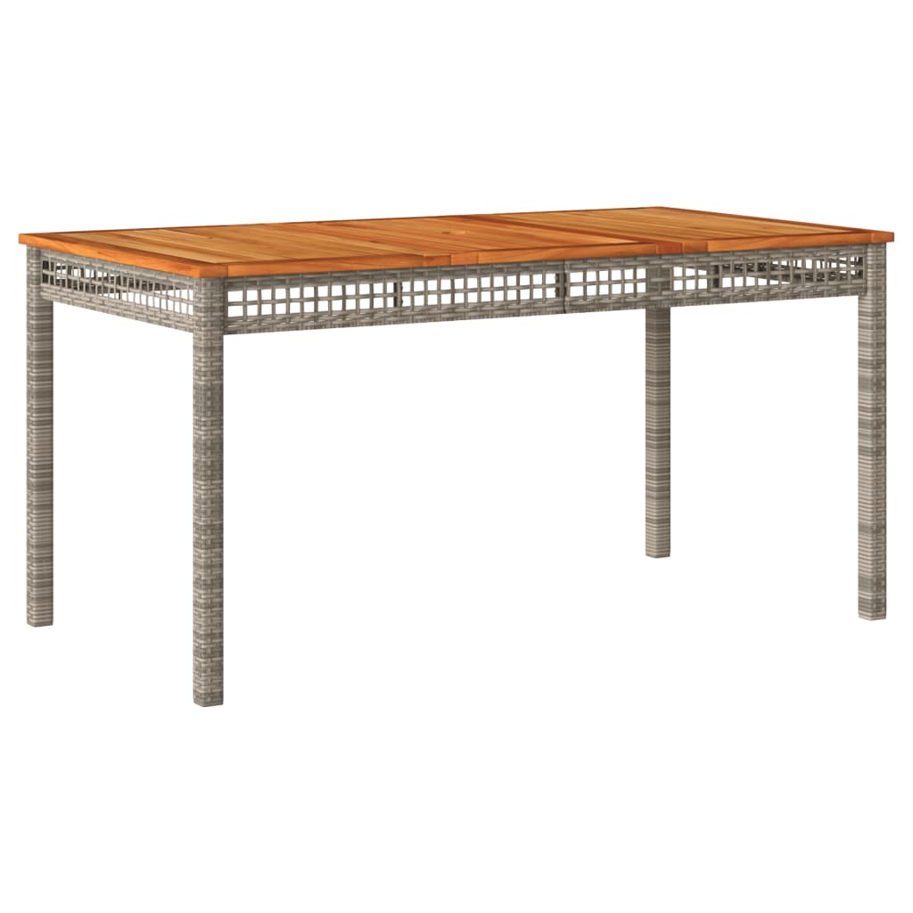 vidaXL Garden Table Grey 140x80x75 cm Poly Rattan Acacia Wood