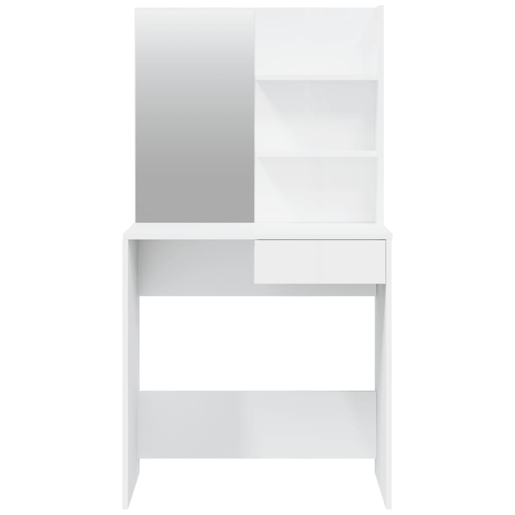 vidaXL Dressing Table with Mirror High Gloss White 74.5x40x141 cm