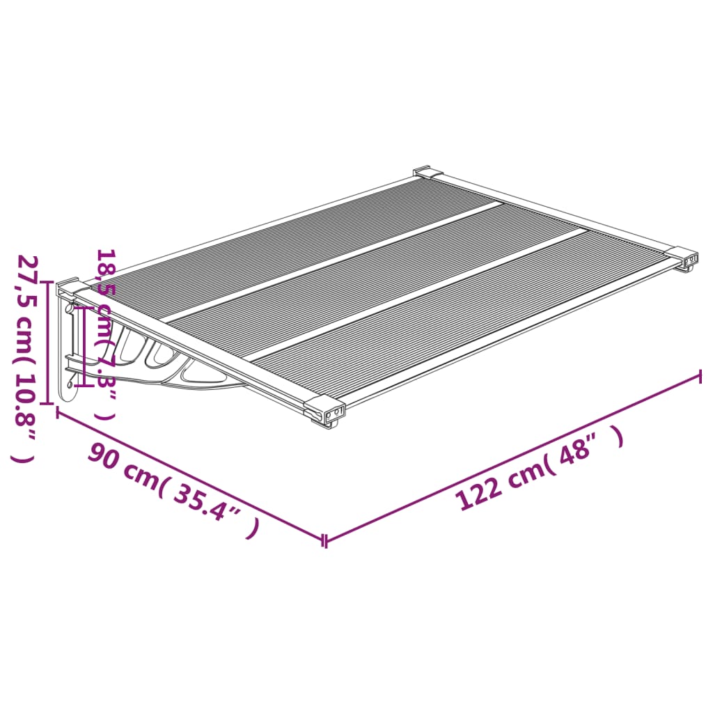 vidaXL Deurluifel - Polycarbonaat - 122 x 90 x 27.5 cm - Zwart/Transparant vidaXL Deurluifel - Polycarbonaat - 122 x 90 x 27.5 cm - Zwart/Transparant