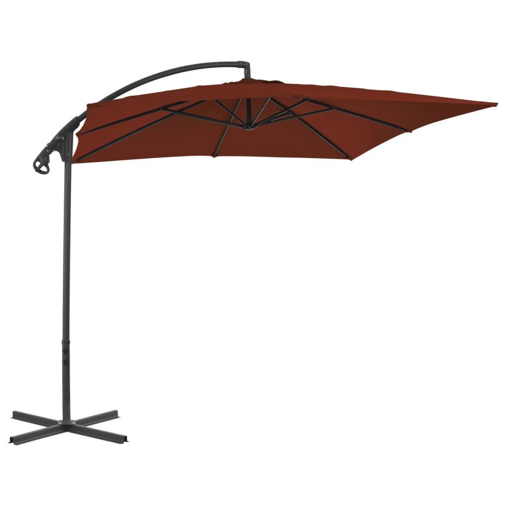 vidaXL Cantilever Umbrella with Steel Pole 250x250 cm Terracotta
