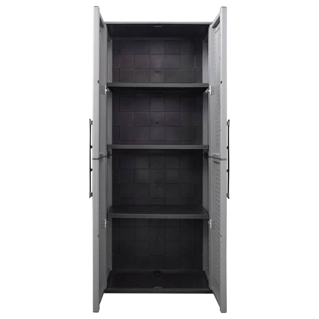 vidaXL Garden Storage Cabinet Grey and Black 68x37x163 cm PP
