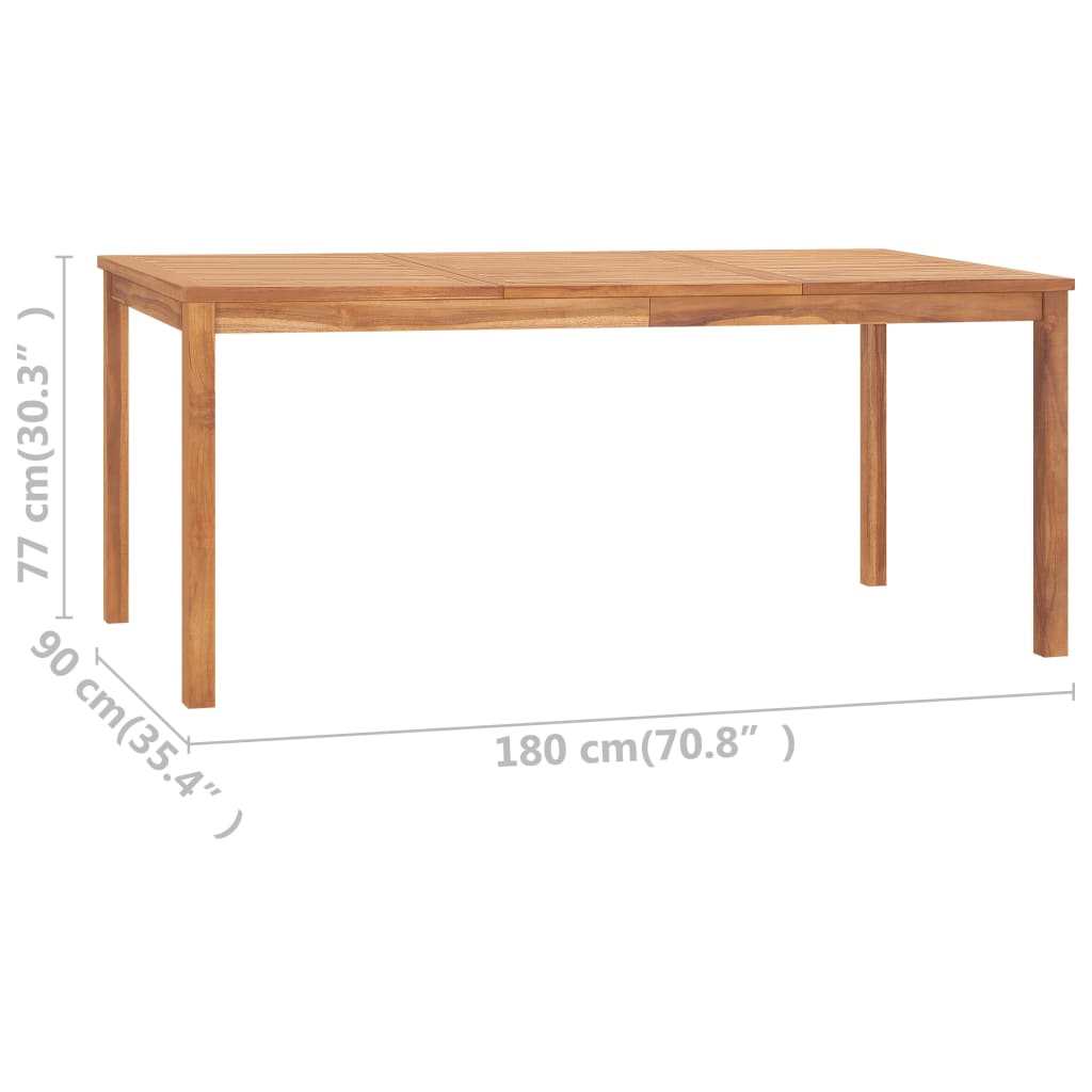 vidaXL Garden Dining Table 180x90x77 cm Solid Teak Wood