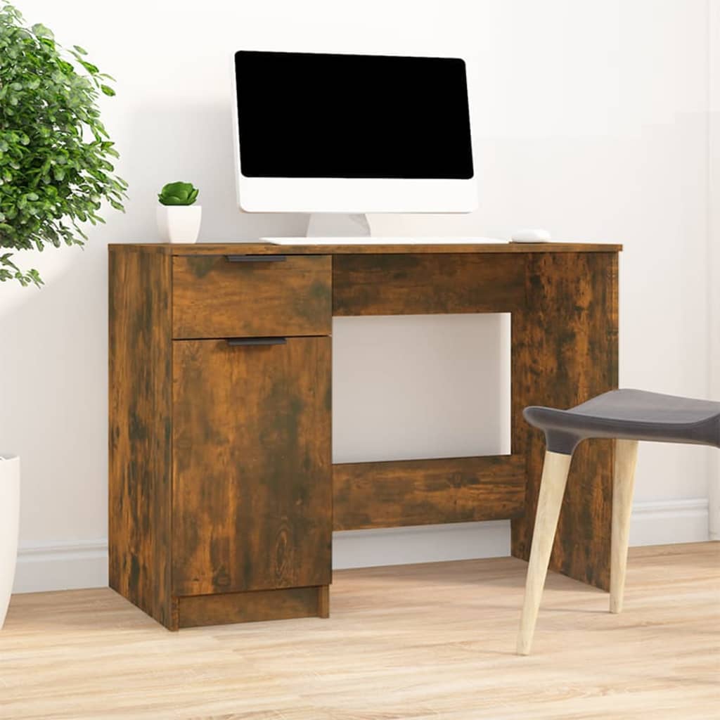 vidaXL Desk Smoked Oak 100x50x75 cm Engineered Wood