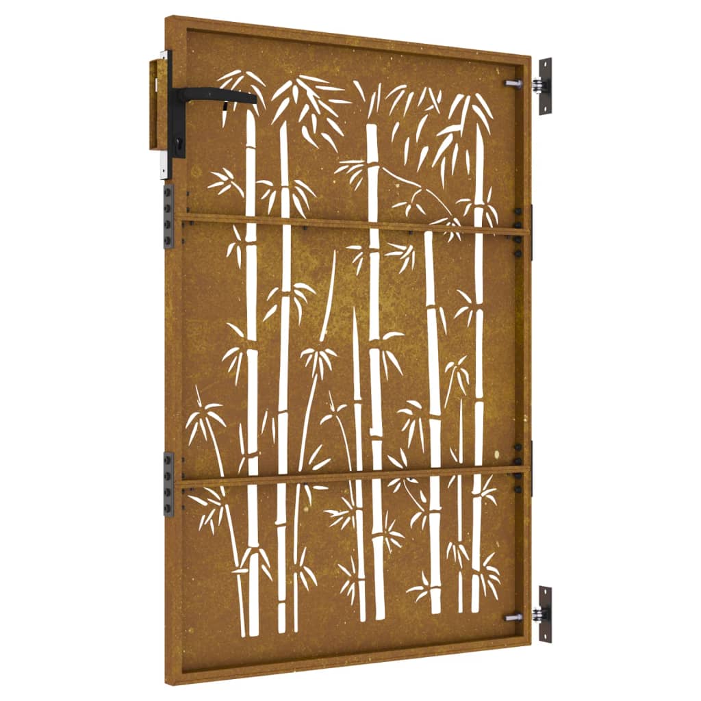 vidaXL Garden Gate 85x150 cm Corten Steel Bamboo Design