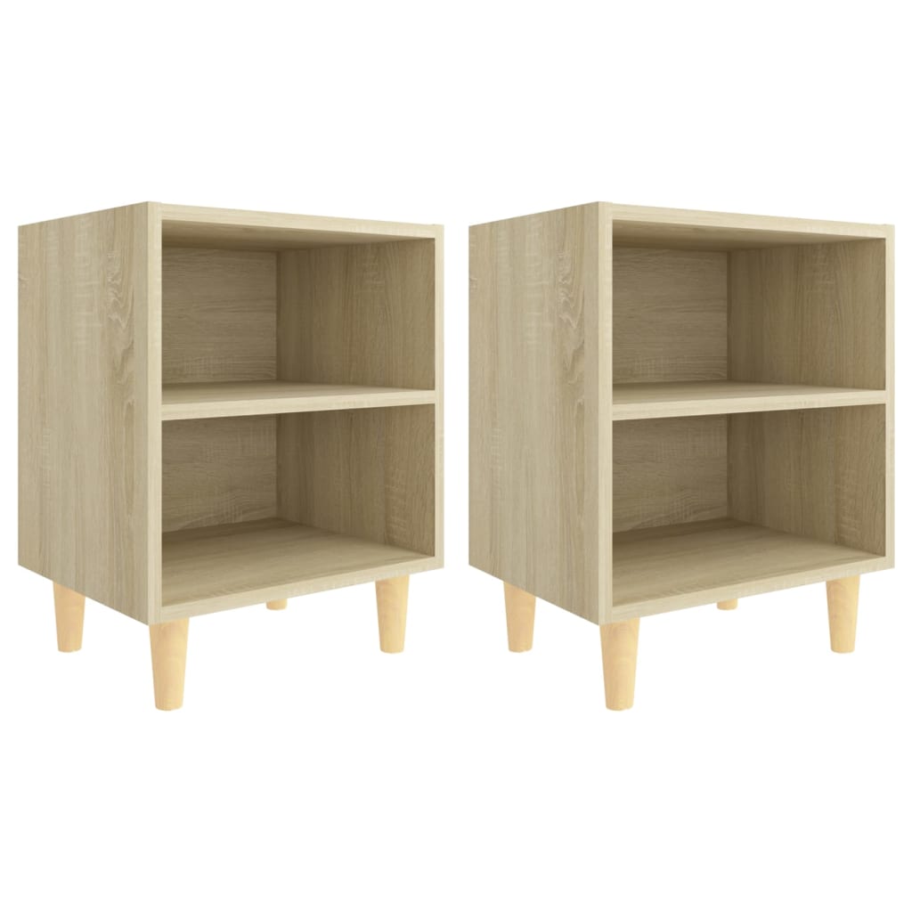 vidaXL Bed Cabinets with Solid Wood Legs 2 pcs Sonoma Oak 40x30x50 cm
