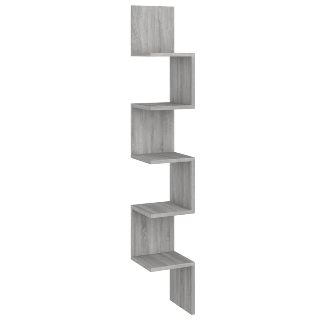 vidaXL Wall Corner Shelf Grey Sonoma 20x20x127.5 cm Engineered Wood vidaXL.ie