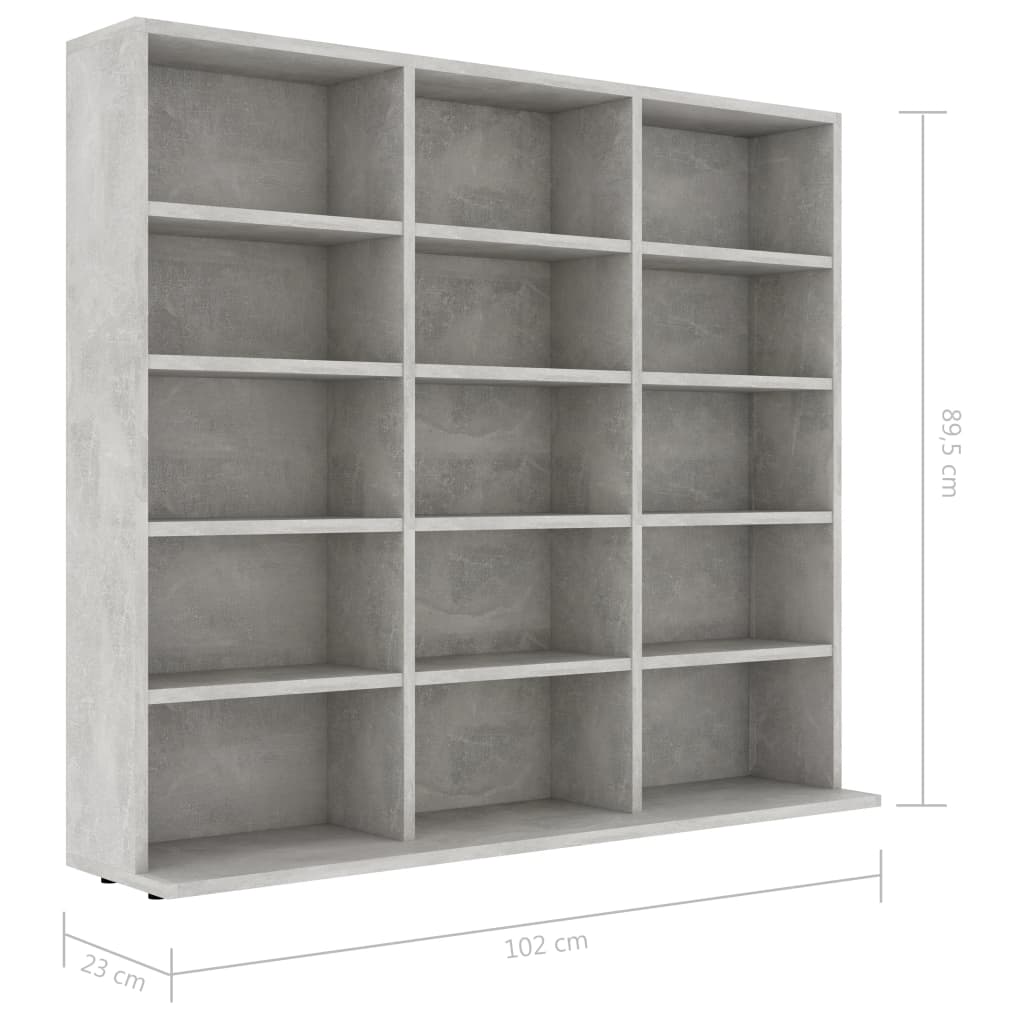 vidaXL CD Cabinet Concrete Grey 102x23x89.5 cm Engineered Wood