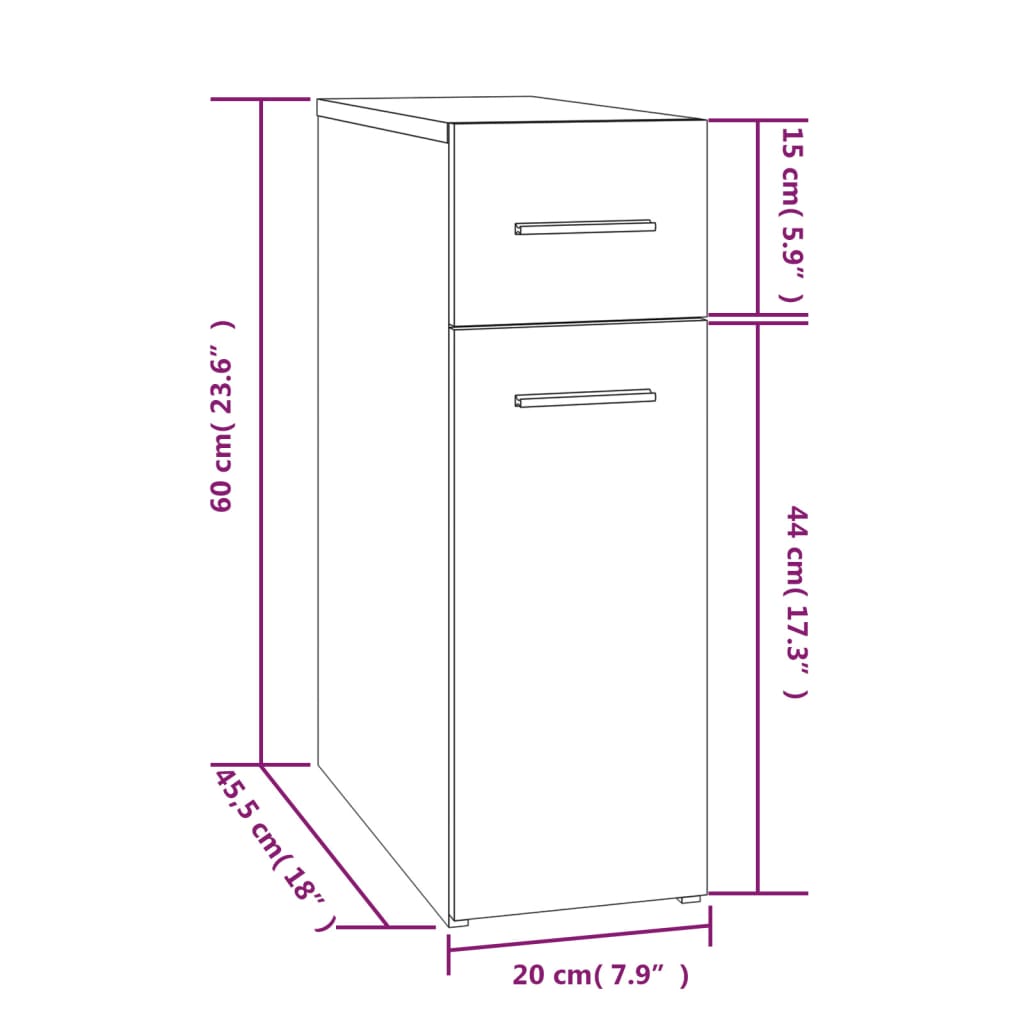 vidaXL Apothecary Cabinet Smoked Oak 20x45.5x60 cm Engineered Wood