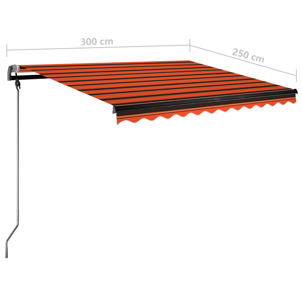 vidaXL Automatic Awning with LED&Wind Sensor 300x250 cm Orange/Brown