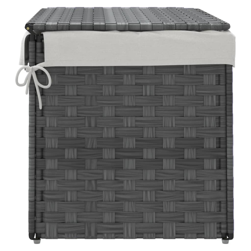 vidaXL Laundry Basket with Lid Grey 55.5x35x34 cm Poly Rattan