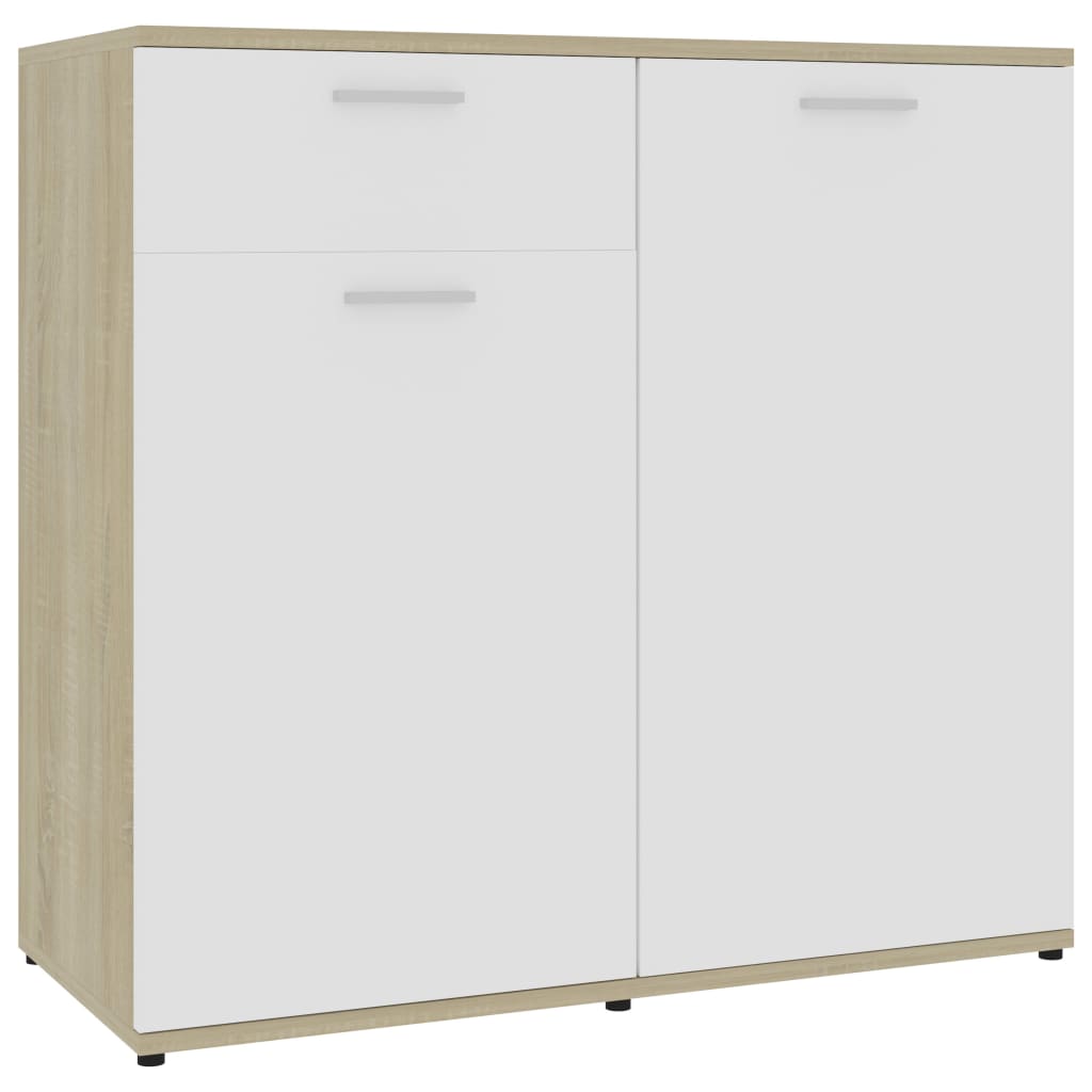 vidaXL Sideboard White and Sonoma Oak 160x36x75 cm Engineered Wood