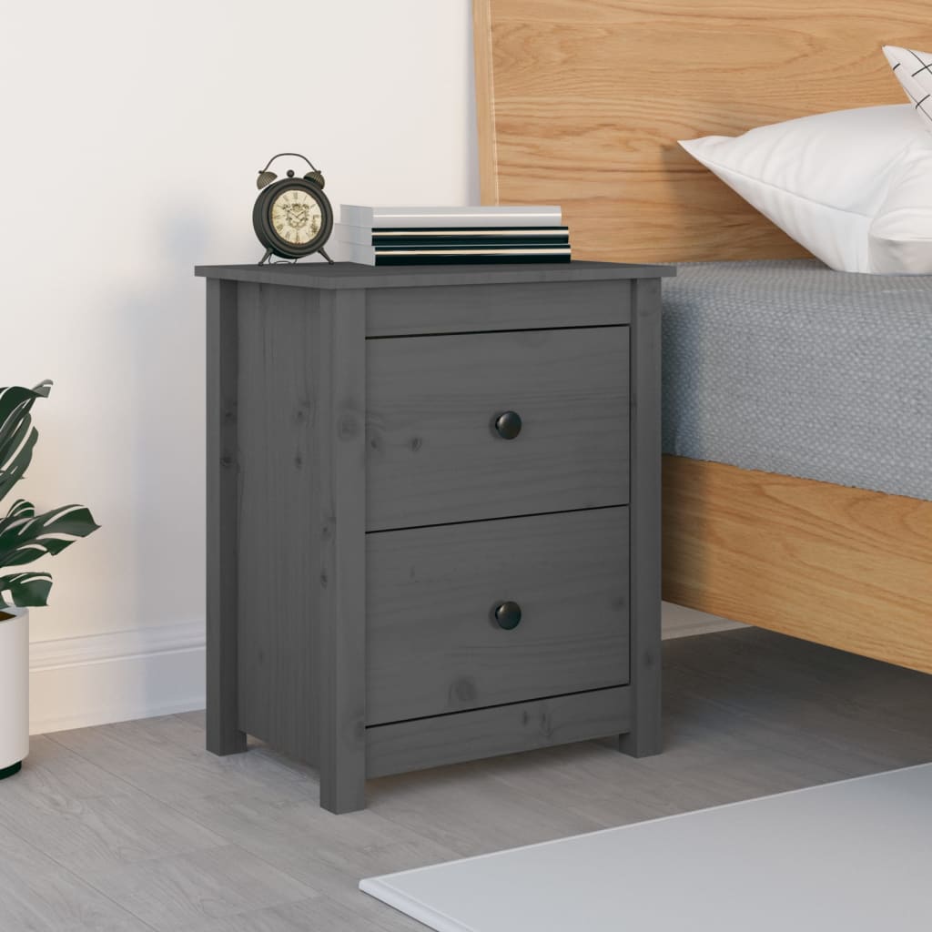vidaXL Bedside Cabinet Grey 50x35x61.5 cm Solid Wood Pine