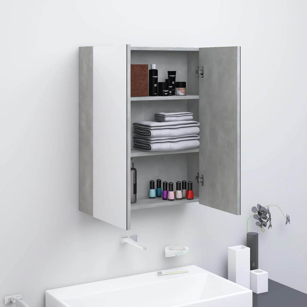 vidaXL Bathroom Mirror Cabinet 60x15x75 cm MDF Concrete Grey