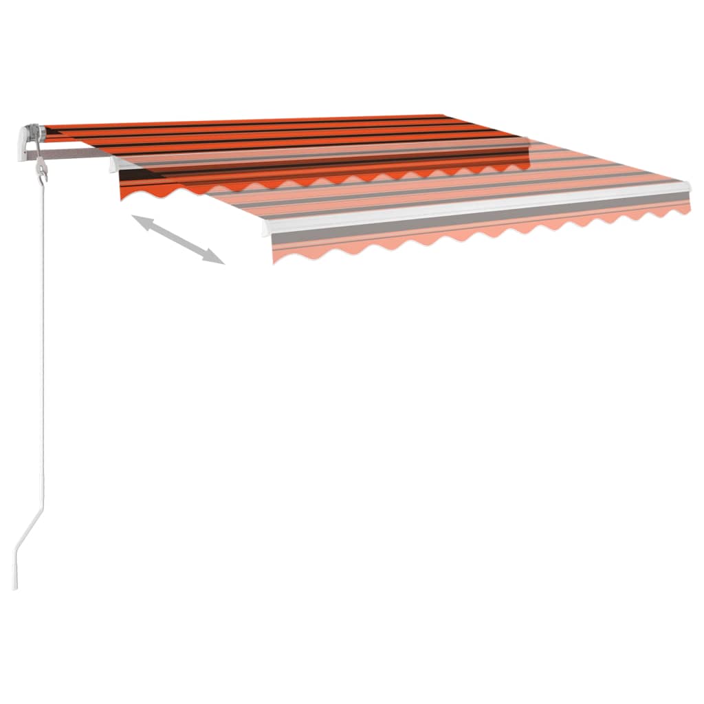 vidaXL Automatic Retractable Awning with Posts 3x2.5 m Orange&Brown