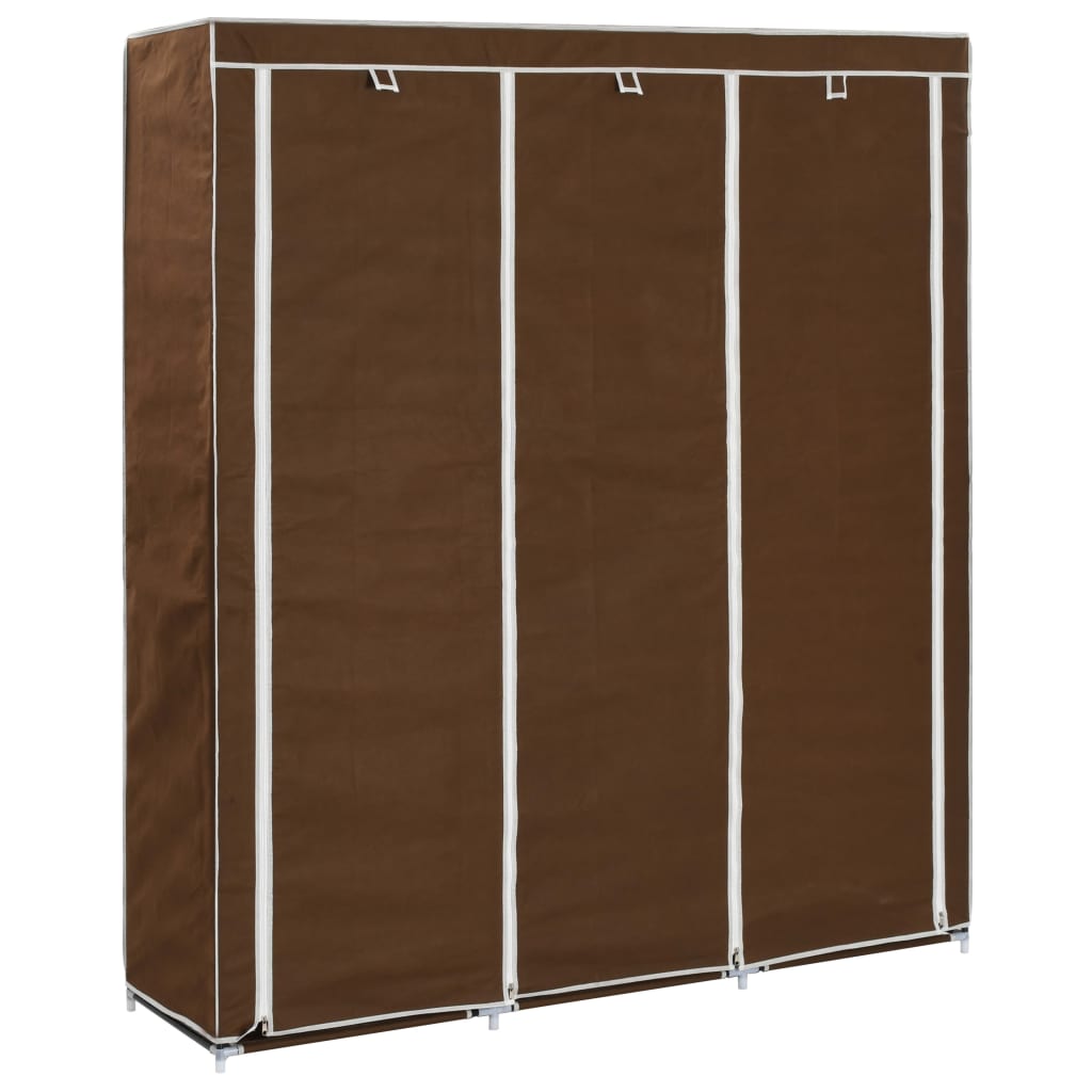 vidaXL Wardrobe with Compartments and Rods Brown 150x45x175 cm Fabric